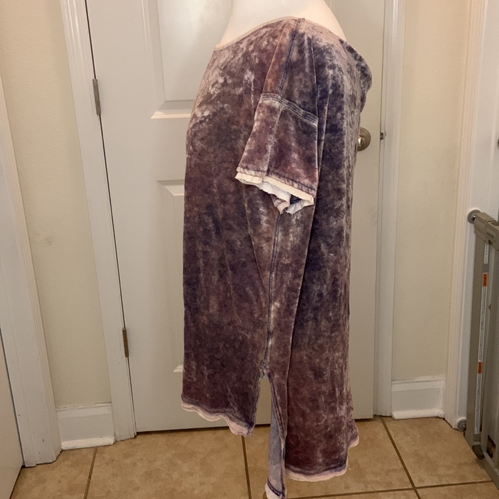 We the Free raw edge ladies Doran velvet top high low hem size says TP+XS - Picture 6 of 11